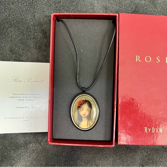 Mark Ryden Official Metal Enamel ROSE PENDANT by Porterhouse Editions COA New - Picture 9 of 10